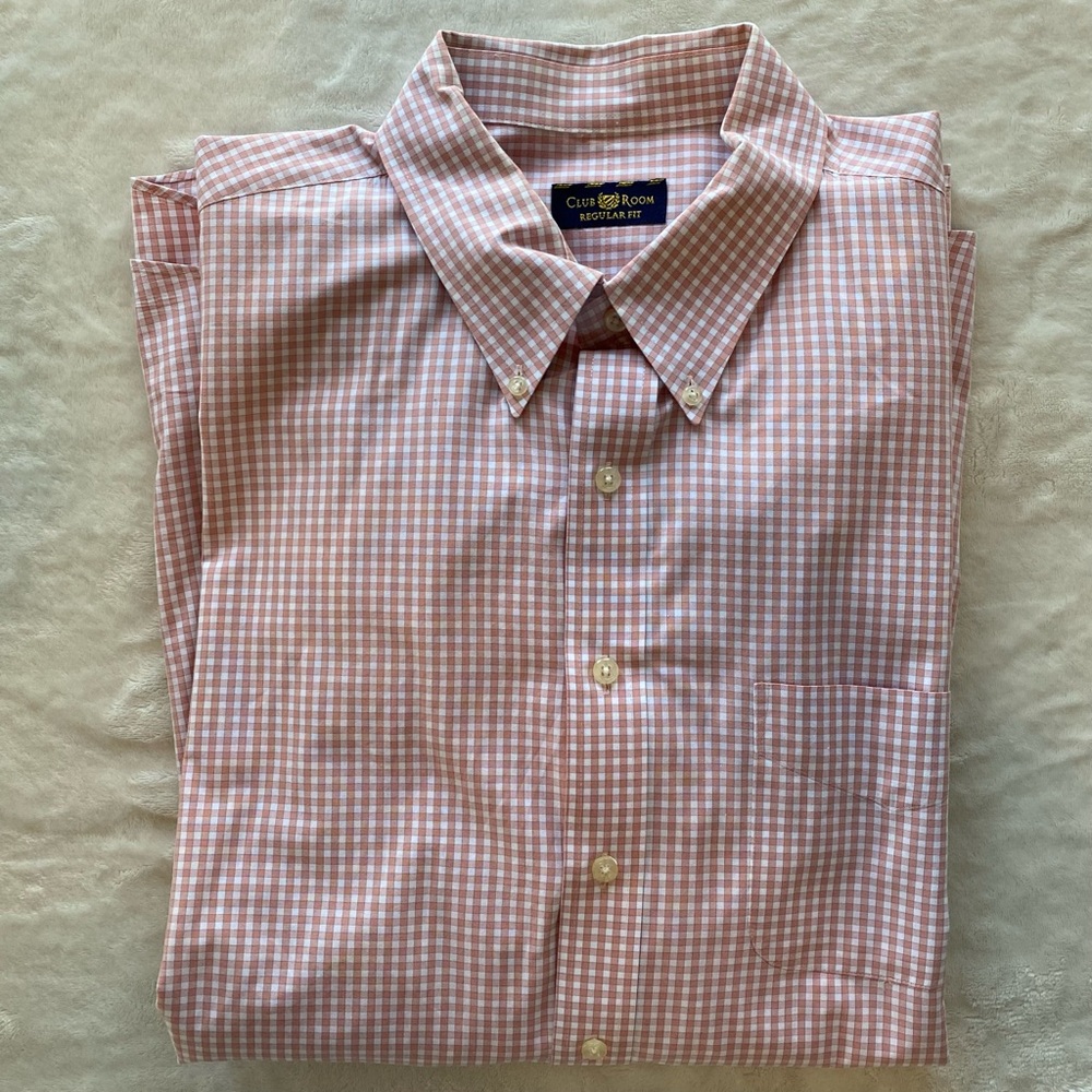 Club Room Orange Plaid Dress Shirt - Regular Fit